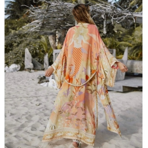 Spell And The Gypsy Madison Mermaid Maxi Robe Kimono Seashell Mermaid Motif S/M - Picture 15 of 15